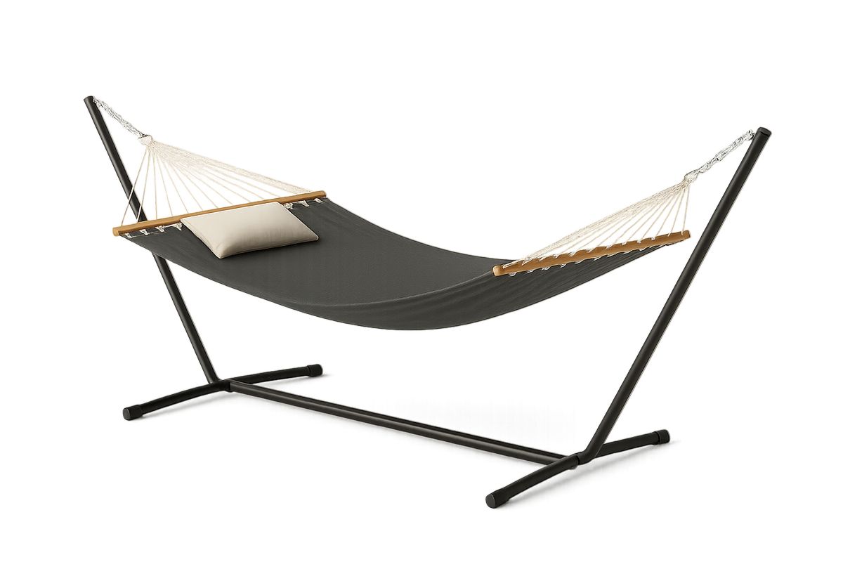 Puuvillakangas riippumatto teräskehikolla musta-Verdeharmonia