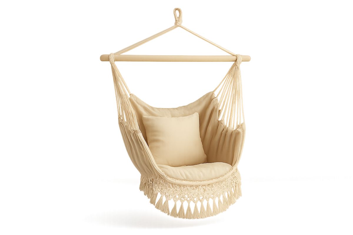 Puuvillainen Riippumatto Tuoli ja Polyesterityyny Beige-Verdeharmonia