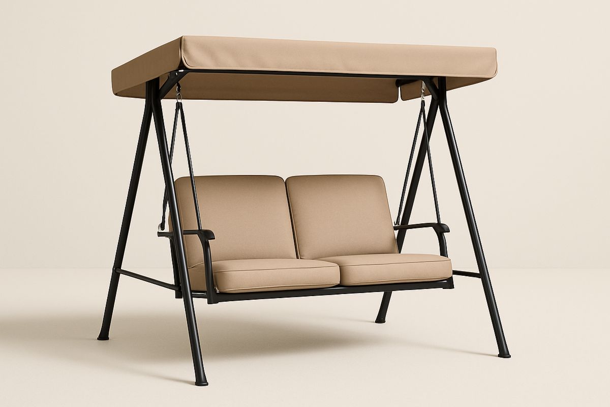 Puutarhakeinu metallirungolla ja polyesteripehmusteilla beige-Verdeharmonia