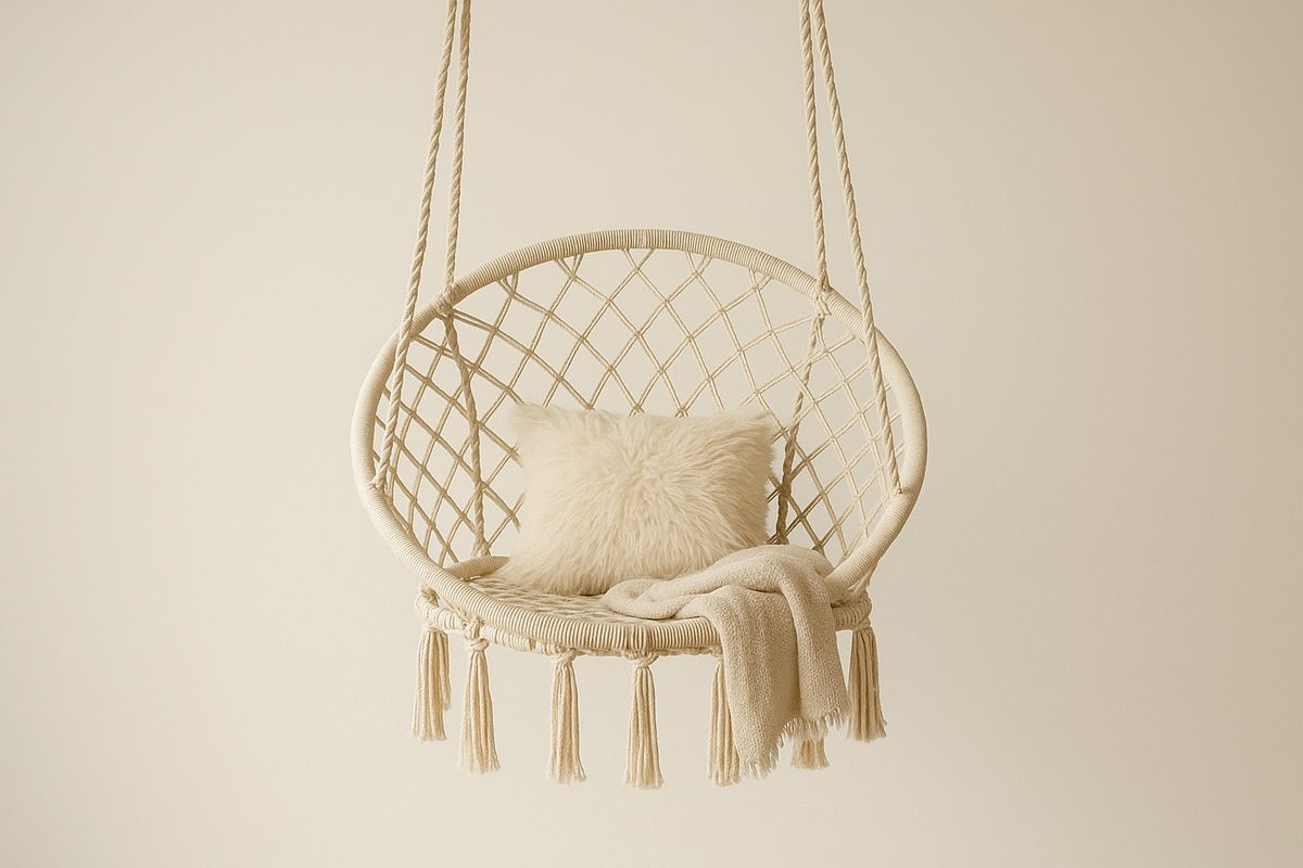 Beige puuvillakeinutuoli sisätilakäyttöön-Verdeharmonia