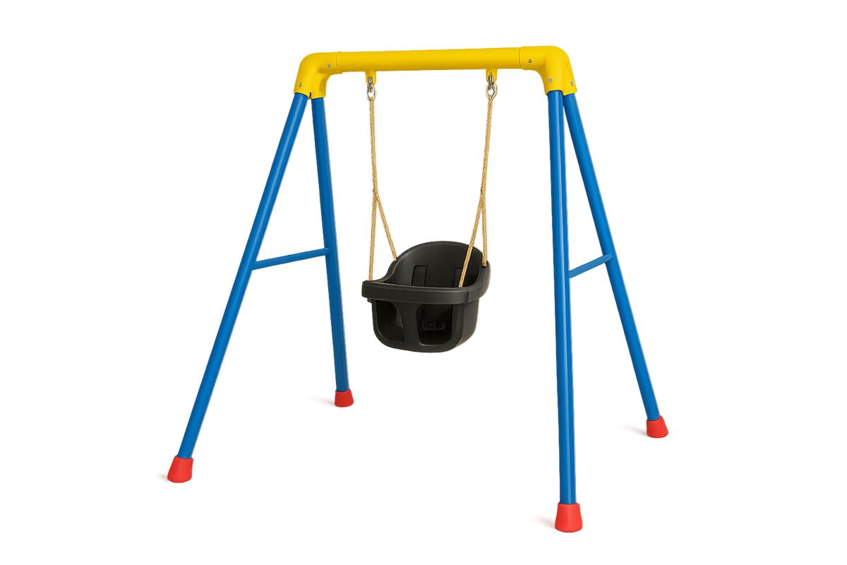 Lasten keinu teräsrunko sininen, keltainen, punainen, musta-Verdeharmonia