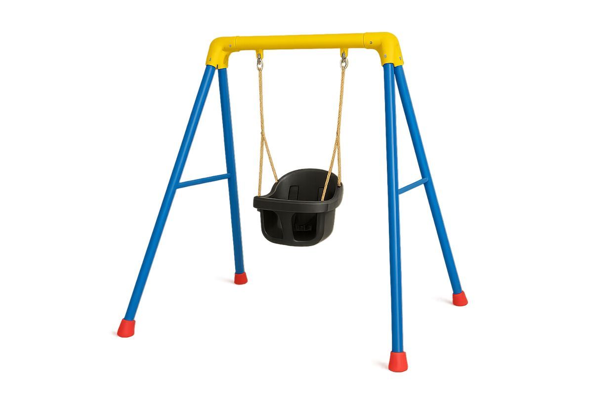 Lasten keinu teräsrunko sininen, keltainen, punainen, musta-Verdeharmonia