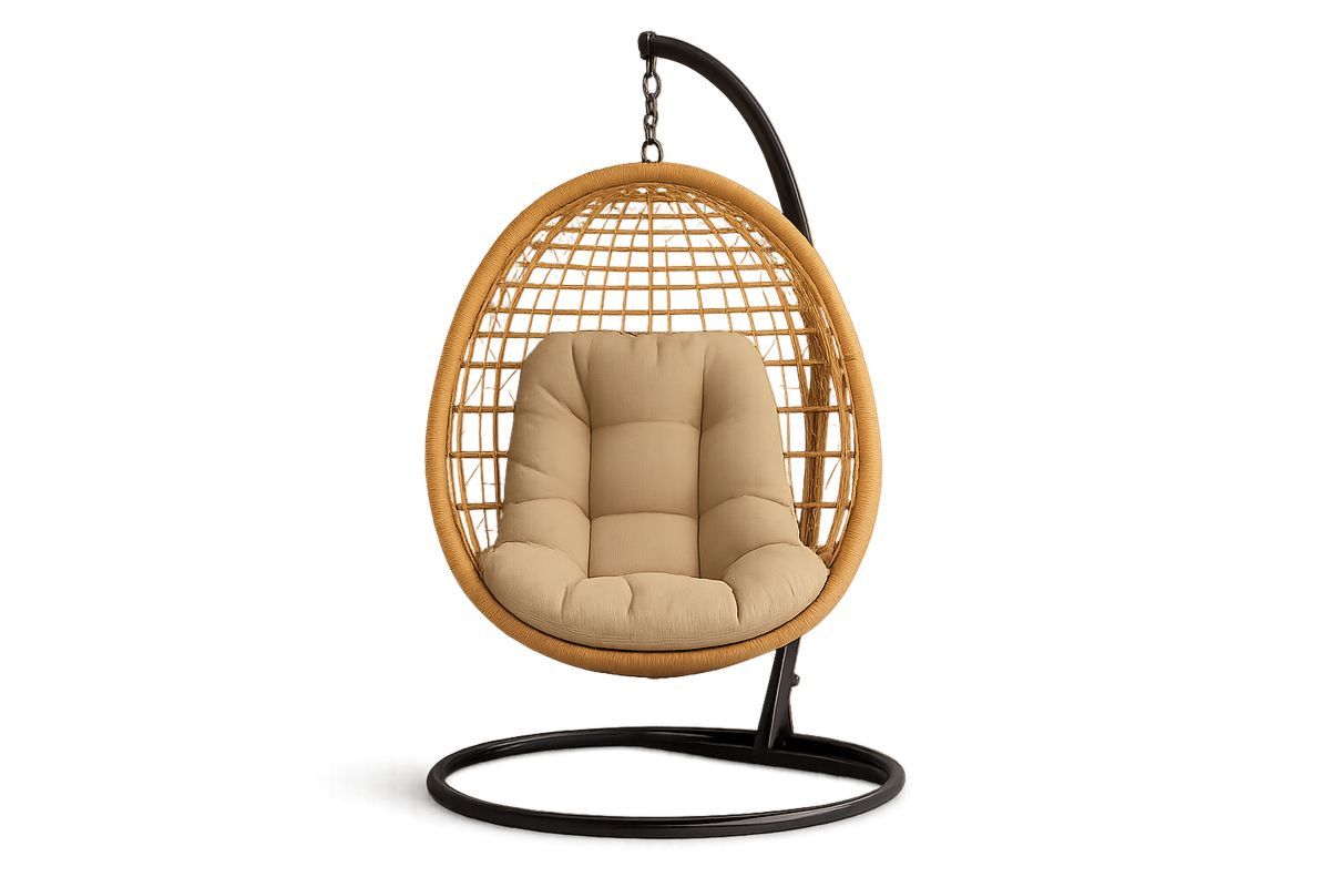 Riipputuoli teräs runko rottinkipunos beige tyyny-Verdeharmonia