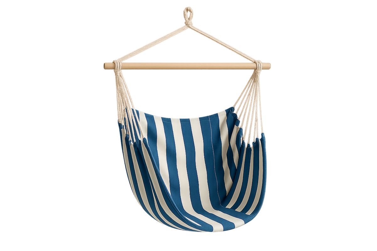 Polyesterikangas Riippumatto Tuoli Puuvärinen Sinivalkoinen-Verdeharmonia