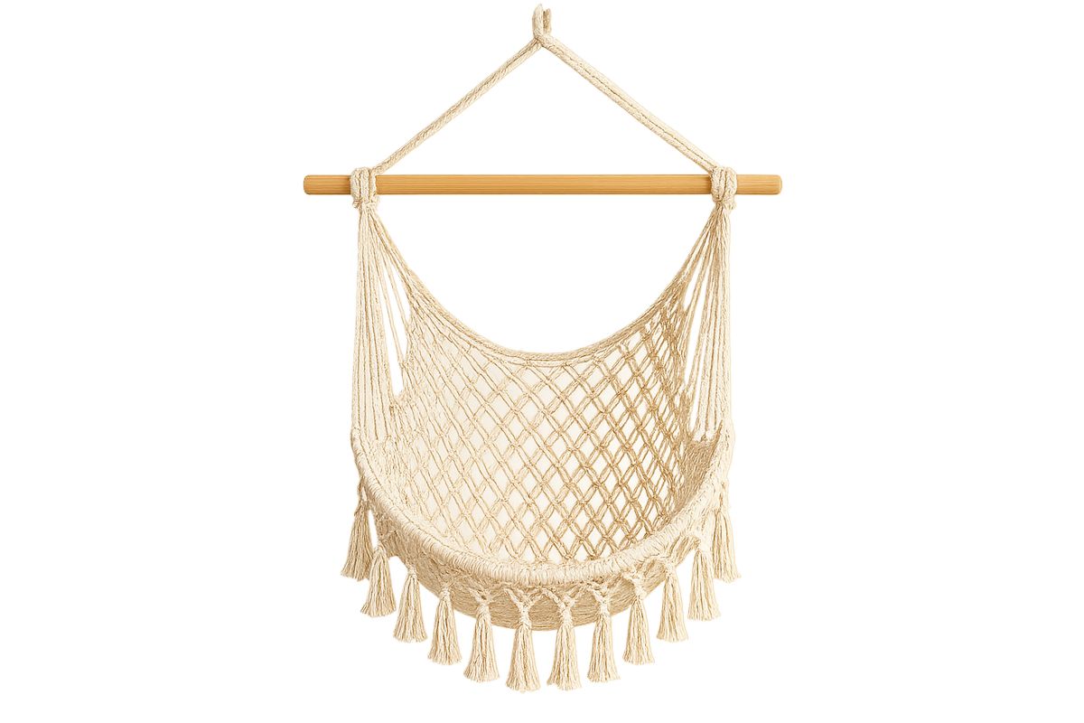 Puuvilla Makramee Riipputuoli Beige-Verdeharmonia