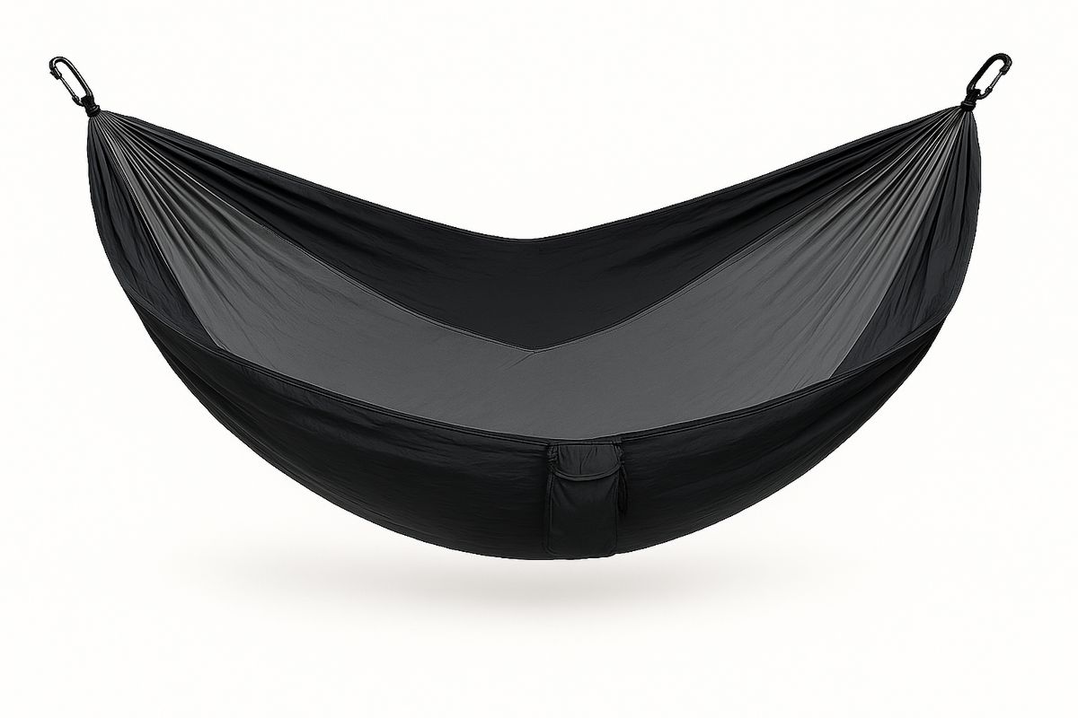 Nailonkankainen riippumatto, 275 cm x 140 cm, musta-Verdeharmonia