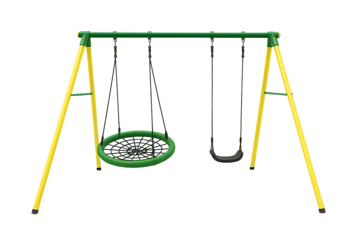 Ulkokeinu teräs ja muovi 180 cm vihreä/keltainen-Verdeharmonia