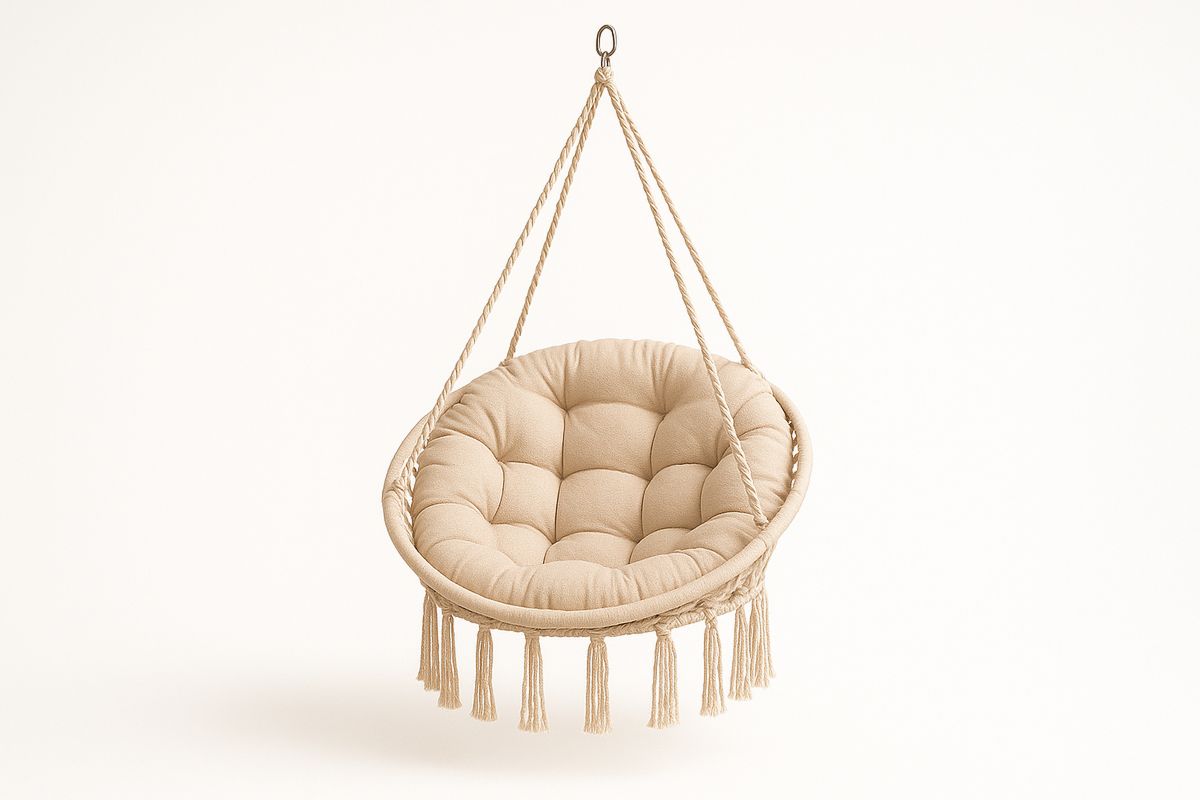 Pyöreä Riipputuoli Puuvillakangas Beige-Verdeharmonia