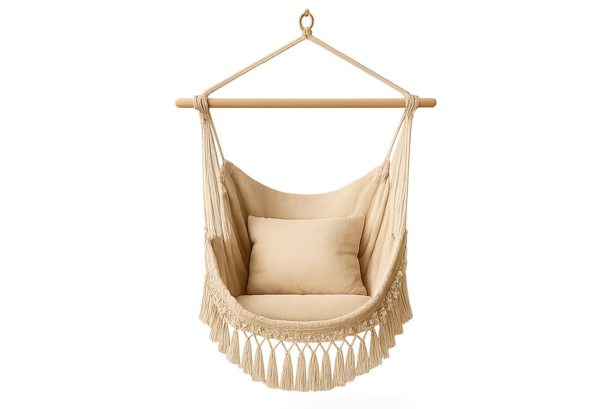 Riipputuoli puuvilla makramee tyynyllä 100 cm Beige-Verdeharmonia