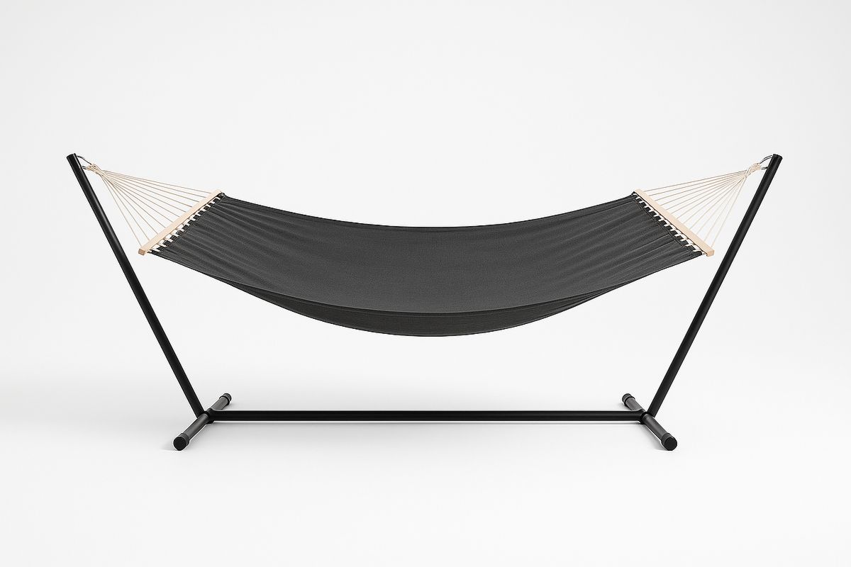 Riippumatto Polyestervoitainen Teräsrunko Musta-Verdeharmonia