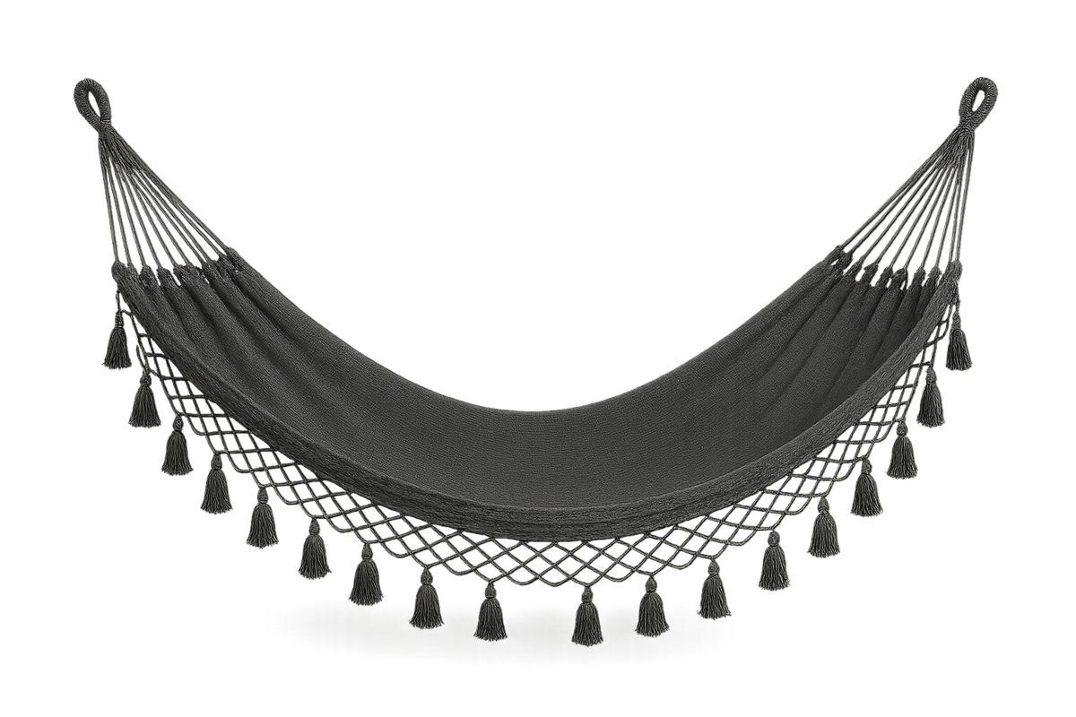 Puuvillakangas Riippumatto Musta 200x150 cm-Verdeharmonia