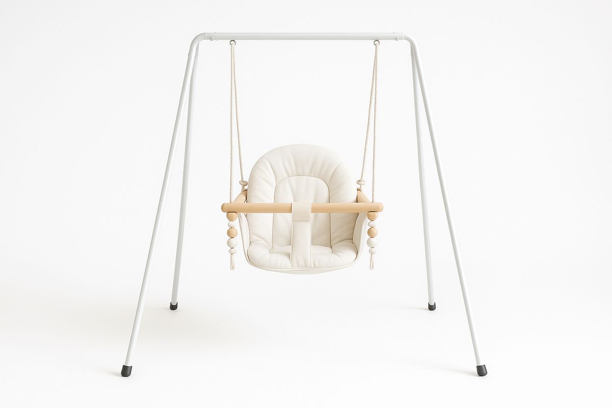 Lasten keinu puuvillaistuin metallirunko valkoinen-Verdeharmonia