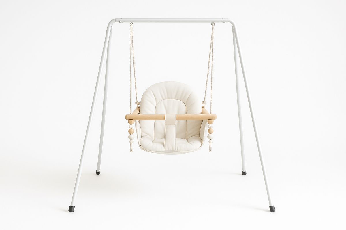 Lasten keinu puuvillaistuin metallirunko valkoinen-Verdeharmonia