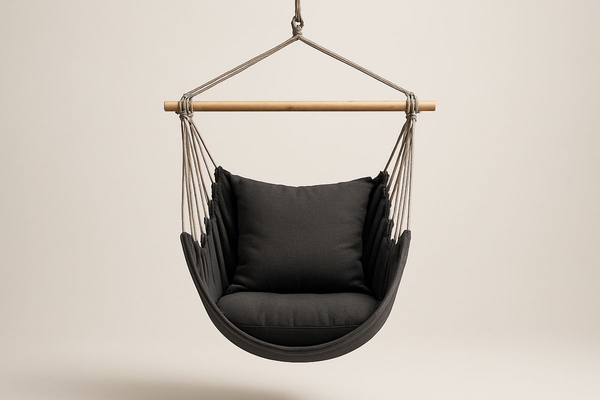 Riippuva kangastuoli polyesteri/mänty musta 100x100cm-Verdeharmonia