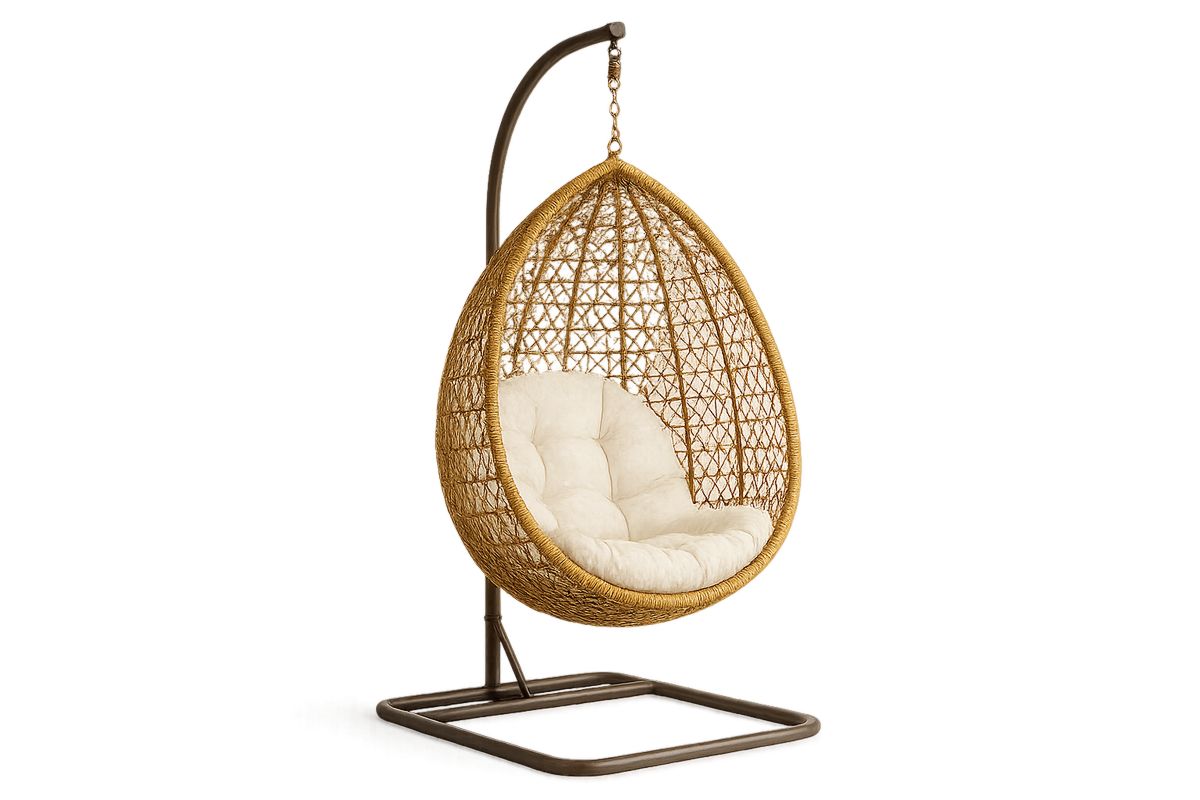 Riippuva synteettinen rottinki munatuoli tyynyillä-Verdeharmonia