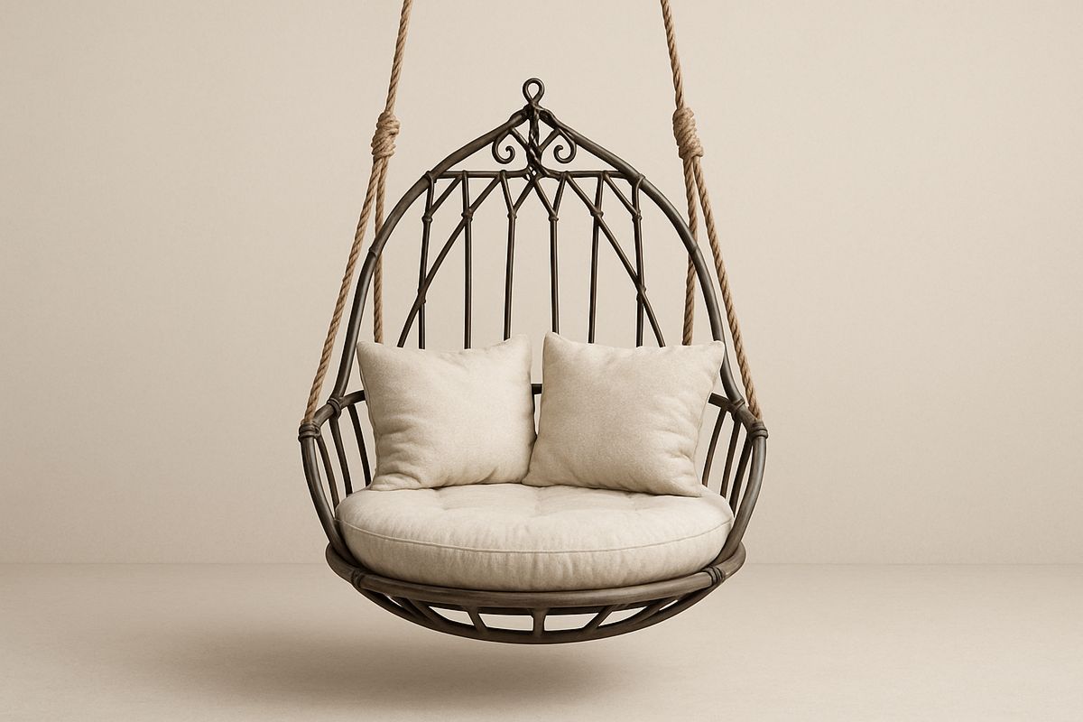 Metallinen Riipputuoli Puuvillatyynyillä Beige/Musta-Verdeharmonia