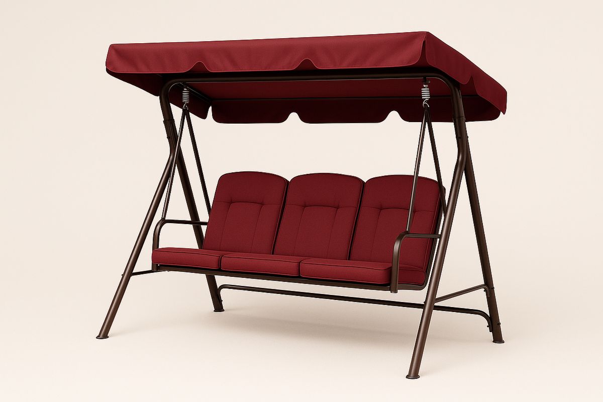 Terassikeinu teräsrunko polyesterikangas 3 hengen punainen-Verdeharmonia