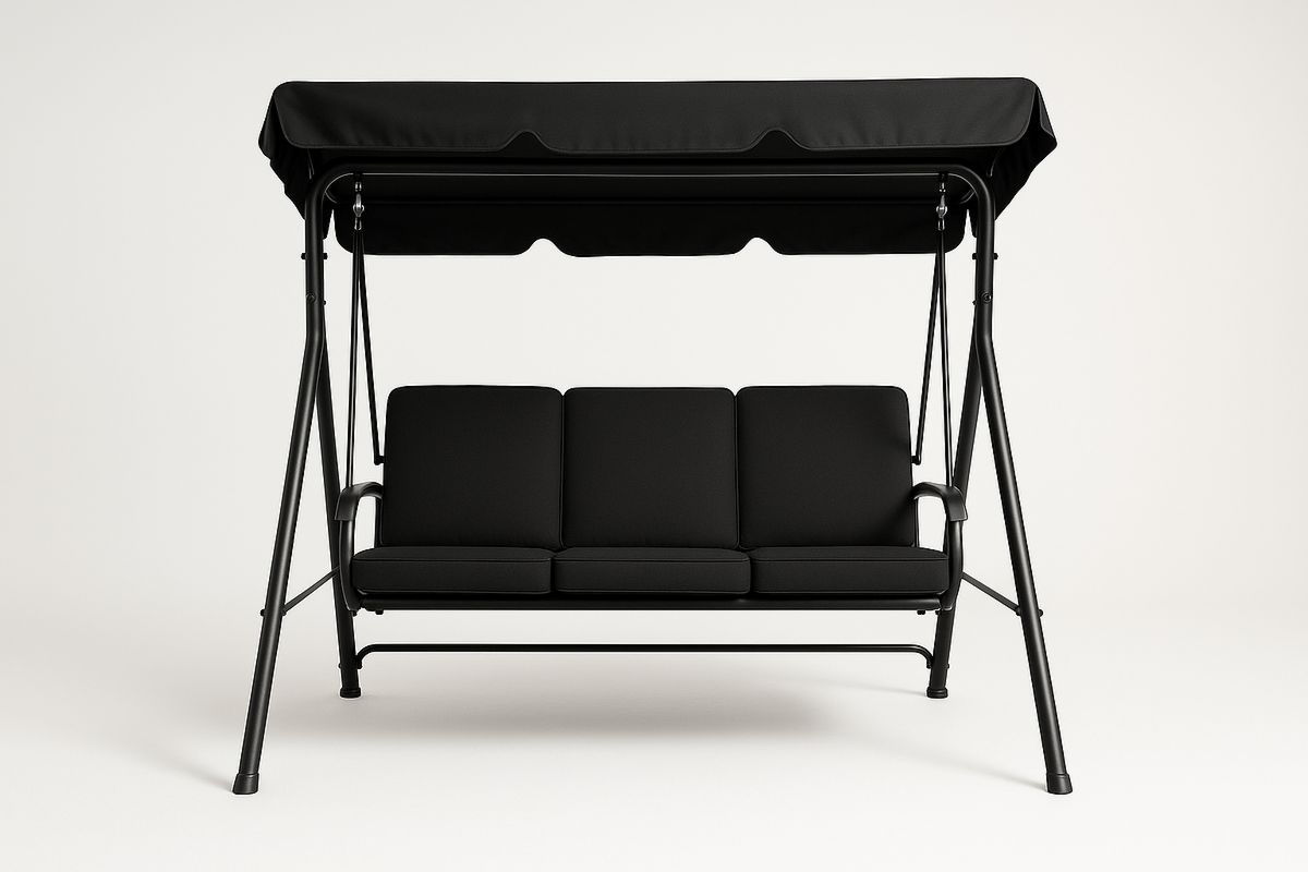 Kolmen hengen puutarhakeinu teräs polyesterikankaat musta-Verdeharmonia