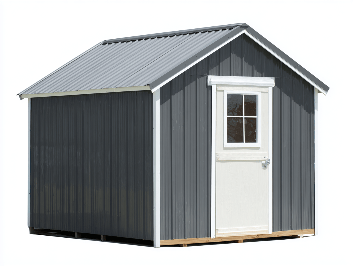 Metalowy schowek ogrodowy 240x180 cm – ciemnoszary/biały – z drzwiami i oknem-Hubuna