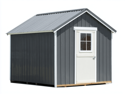 Metalowy schowek ogrodowy 240x180 cm – ciemnoszary/biały – z drzwiami i oknem-Hubuna