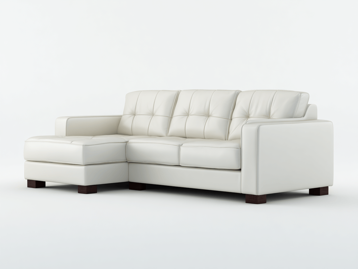 Nowoczesna sofa narożna z ekoskóry – biała – 245×160×88 cm-Hubuna