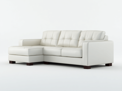 Nowoczesna sofa narożna z ekoskóry – biała – 245×160×88 cm-Hubuna