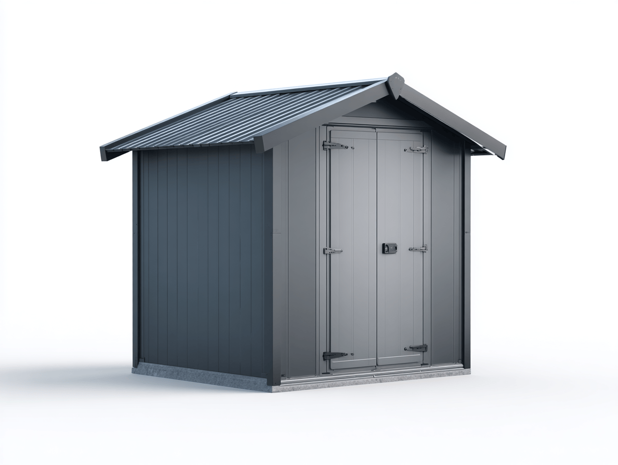 Domek ogrodowy z tworzywa sztucznego 200×140×205 cm – antracytowy – z dwuskrzydłowymi drzwiami i spadzistym dachem-Hubuna