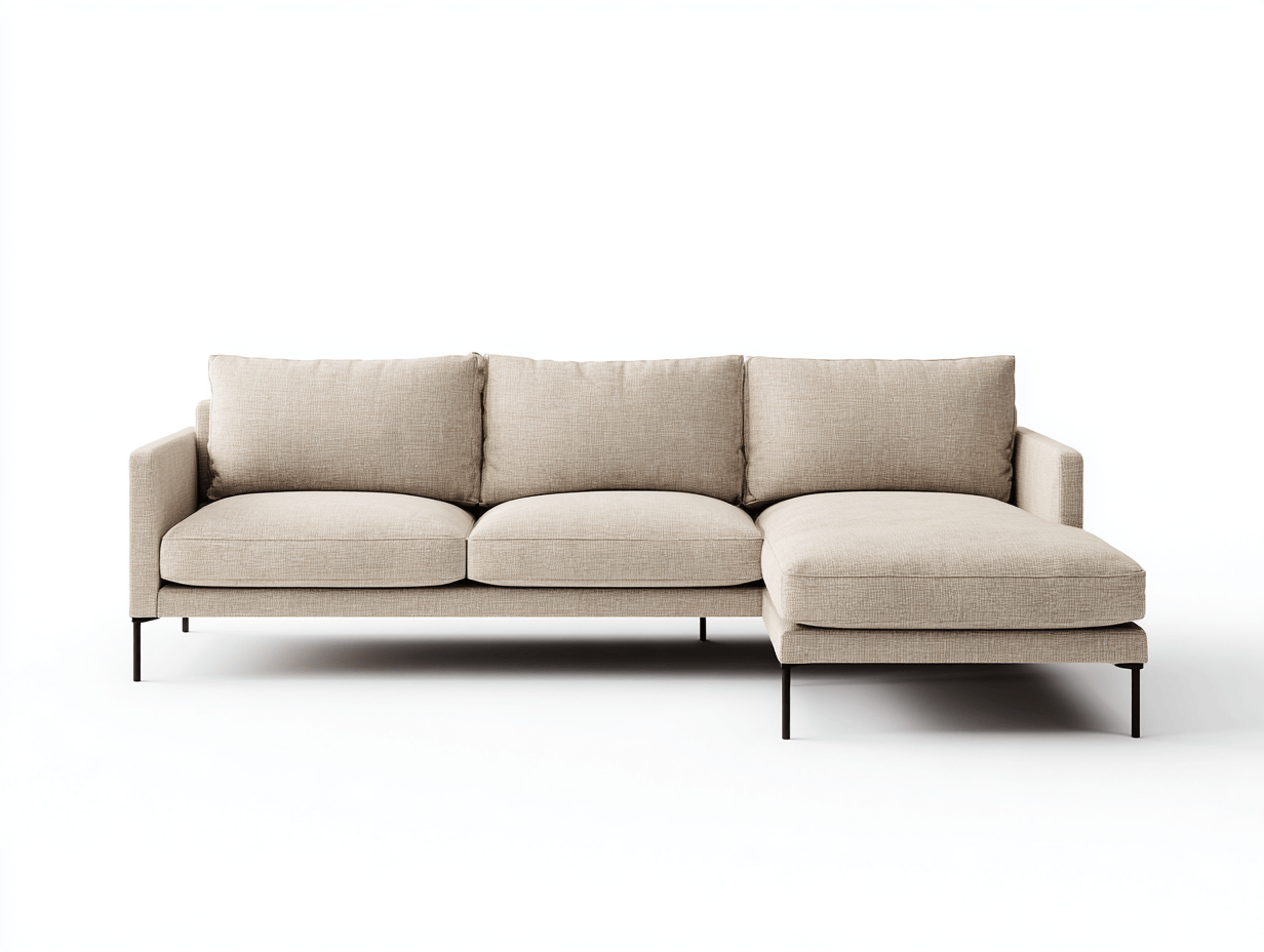 Modułowa sofa z szezlongiem – tkanina w kolorze piaskowym – 260×155×85 cm-Hubuna