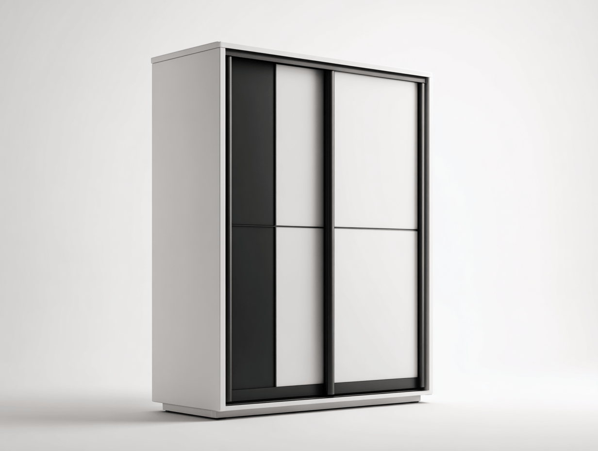 Szafa przesuwna 120×62×210 cm – biało-czarna – nowoczesny minimalistyczny styl-Hubuna