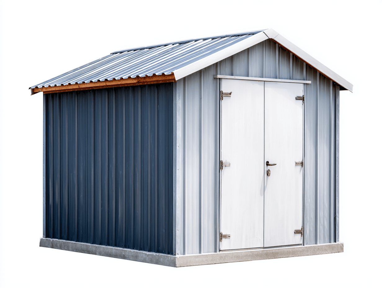 Metalowy schowek ogrodowy 152x91 cm – stal ocynkowana – szaro biały – z podwójnymi drzwiami-Hubuna