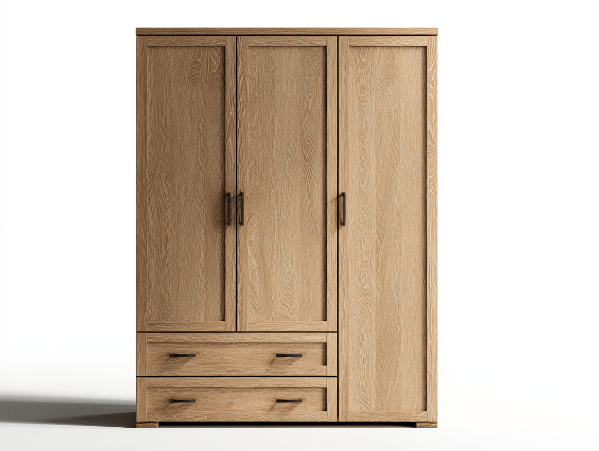 Szafa trzydrzwiowa z dwiema szufladami 120×54×200 cm – dąb naturalny ciemny – styl nowoczesny-Hubuna