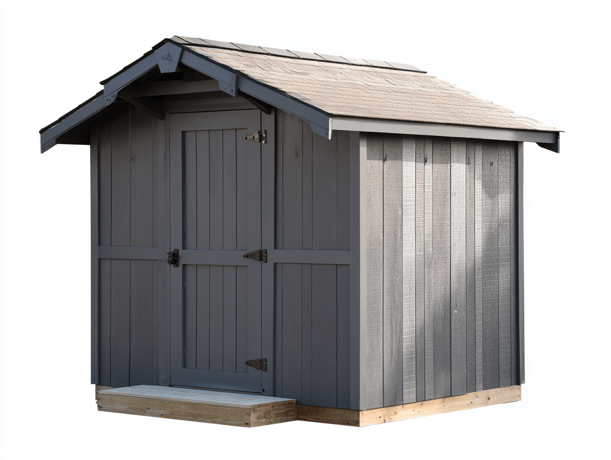 Metalowy domek ogrodowy 240x210 cm – ciemnoszary – pojedyncze drzwi rustykalne – dach dwuspadowy z pokryciem dachowym-Hubuna