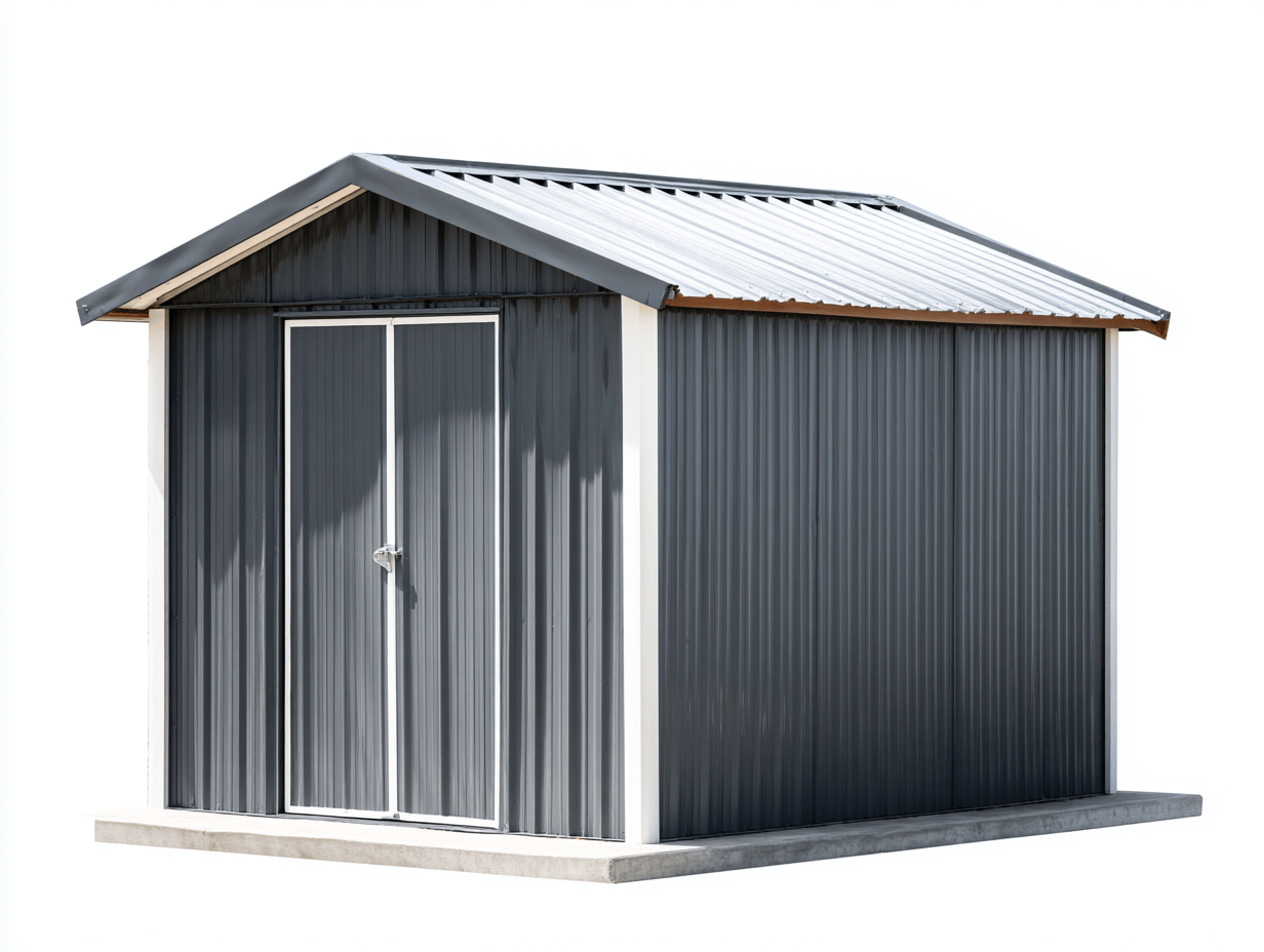 Metalowy schowek ogrodowy 240x180 cm – ciemnoszary – z podwójnymi drzwiami-Hubuna