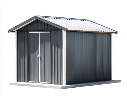 Metalowy schowek ogrodowy 240x180 cm – ciemnoszary – z podwójnymi drzwiami-Hubuna