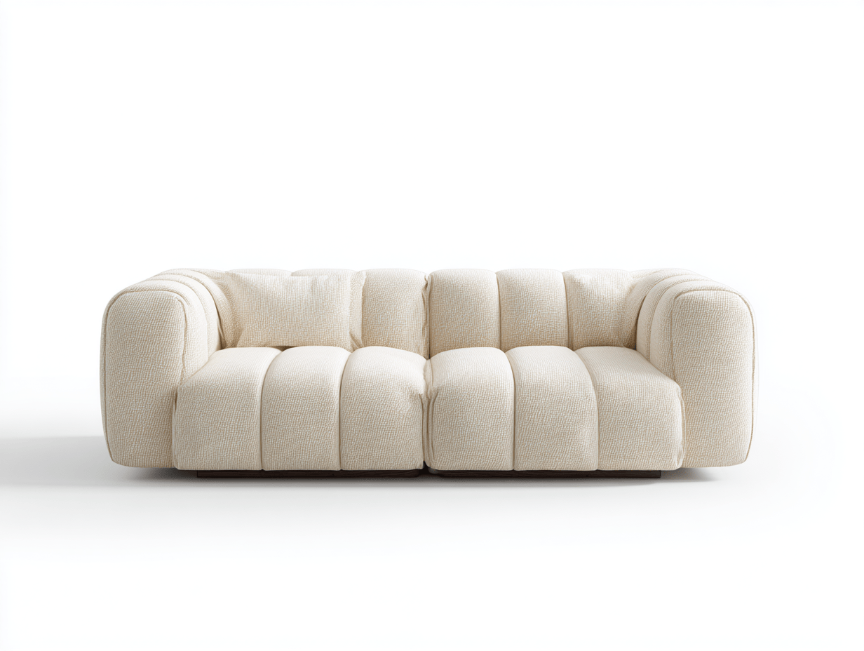 Sofa tapicerowana 170×90×72 cm – kremowa – nowoczesna forma z niską podstawą i przeszyciami-Hubuna