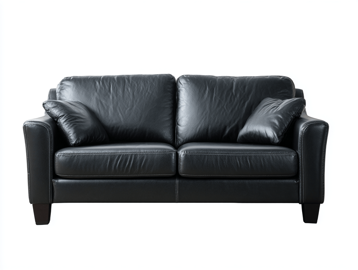 Sofa skórzana 165×85×88 cm – czarna – kompaktowa i elegancka do salonu-Hubuna