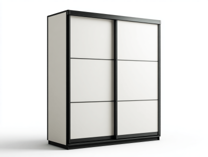 Szafa przesuwna dwudrzwiowa 120×60×200 cm – biała z czarną ramą – styl nowoczesny minimalizm-Hubuna