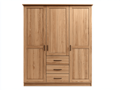 Szafa trzydrzwiowa z trzema szufladami 125×55×205 cm – dąb naturalny – styl nowoczesny-Hubuna