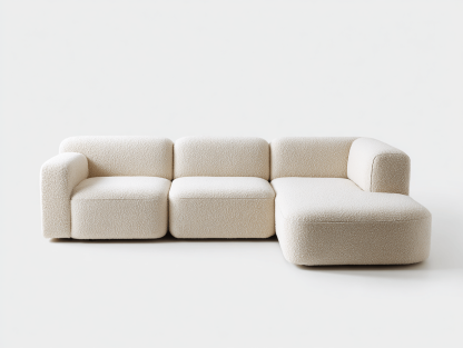 Modułowa sofa wypoczynkowa z szezlongiem – boucle ecru – 260×160×75 cm-Hubuna