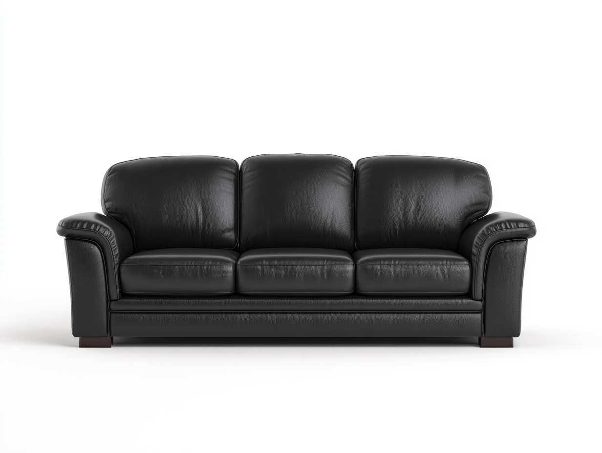 Sofa skórzana 210×90×90 cm – czarna – klasyczny styl wypoczynkowy-Hubuna
