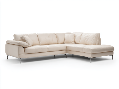Sofa narożna L-kształtna 340×200×90 cm – skóra naturalna kremowa – do salonu i strefy wypoczynkowej – styl nowoczesny luksusowy-Hubuna