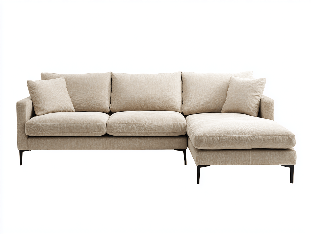 Nowoczesna sofa modułowa z szezlongiem – beżowa tkanina – 275×160×85 cm-Hubuna