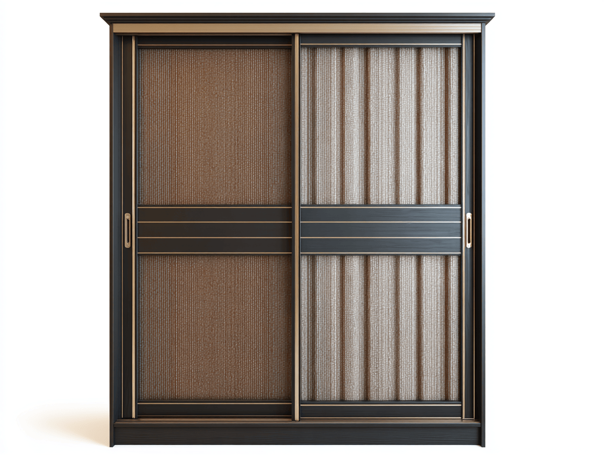 Szafa z przesuwnymi drzwiami – czarno-brązowa – 200×180×60 cm-Hubuna