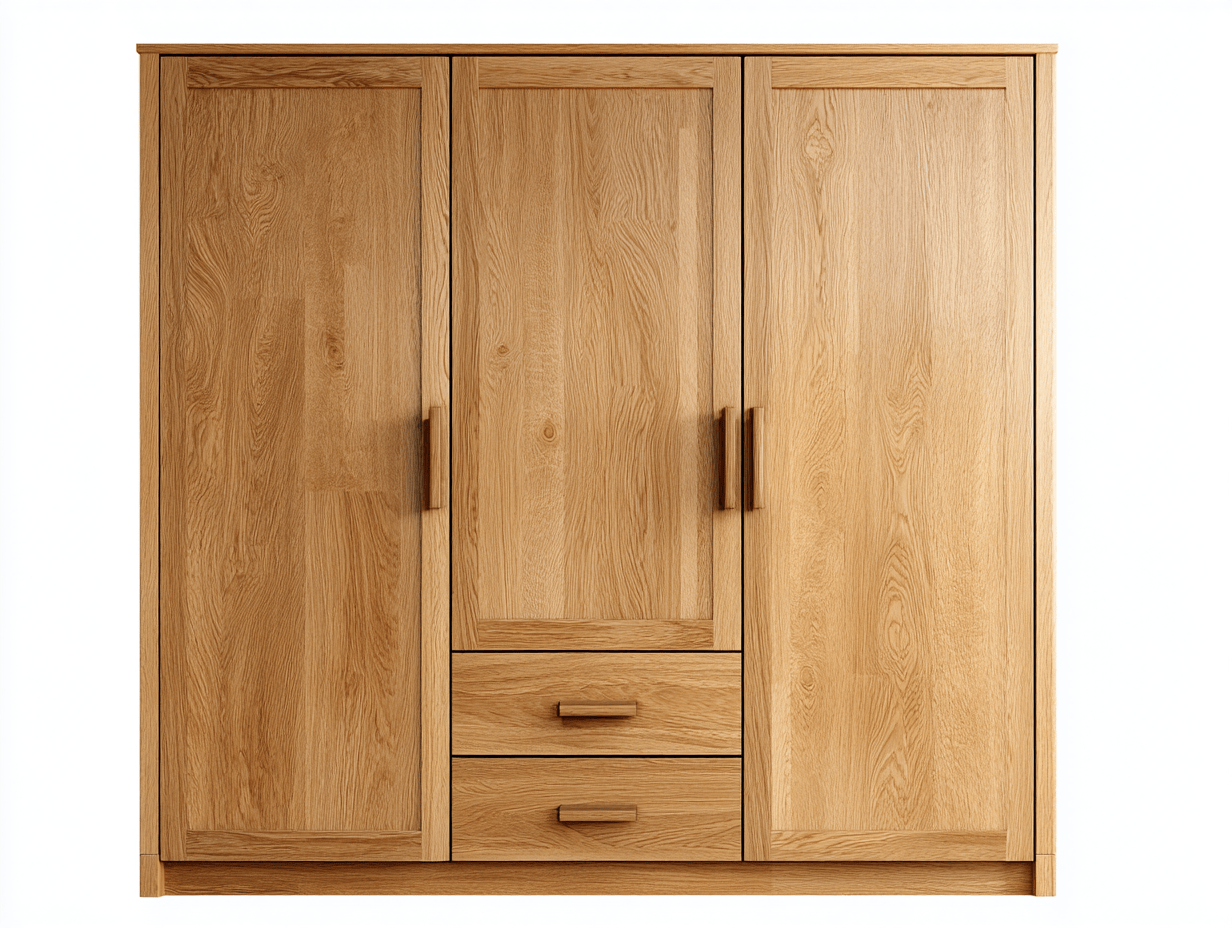 Szafa trzydrzwiowa z dwiema szufladami 120×54×200 cm – dąb naturalny – styl nowoczesny-Hubuna