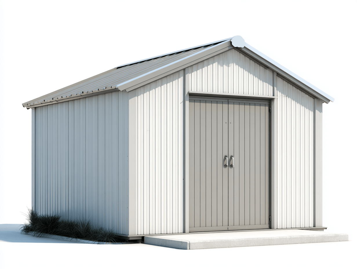 Metalowy schowek ogrodowy 152x91 cm – jasnoszary stal ocynkowana – z podwójnymi drzwiami-Hubuna