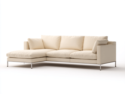 Sofa trzyosobowa z szezlongiem 280×160×85 cm – tkanina kremowa – do salonu i strefy wypoczynkowej – styl nowoczesny lekki luksus-Hubuna