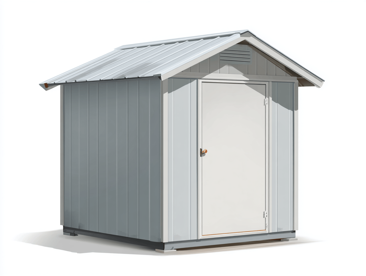 Metalowy schowek ogrodowy 240x180 cm – jasnoszary – z pojedynczymi drzwiami i wentylacją-Hubuna