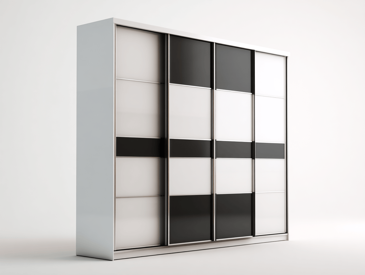 Szafa przesuwna dwudrzwiowa 200×65×220 cm – czarno-biała – styl nowoczesny minimalizm-Hubuna