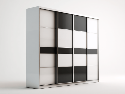 Szafa przesuwna dwudrzwiowa 200×65×220 cm – czarno-biała – styl nowoczesny minimalizm-Hubuna