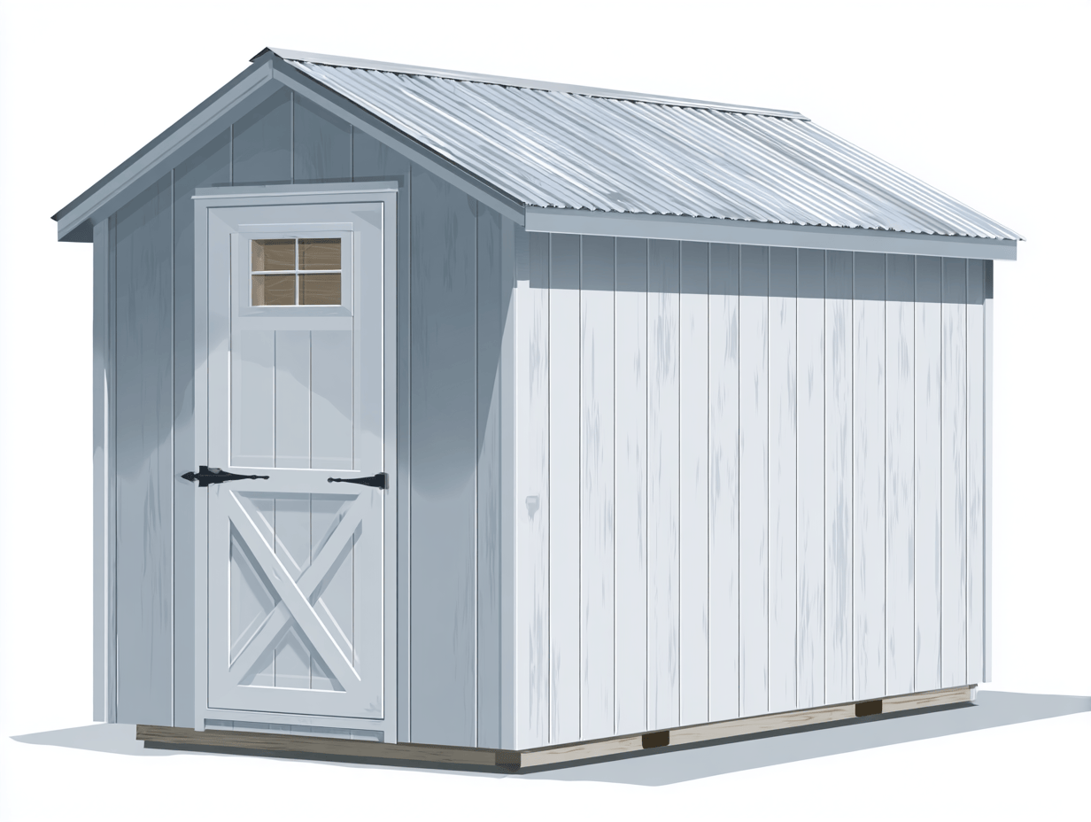 Metalowy schowek ogrodowy 240x180 cm – jasnoszary – z pojedynczymi drzwiami i przeszklonym oknem-Hubuna